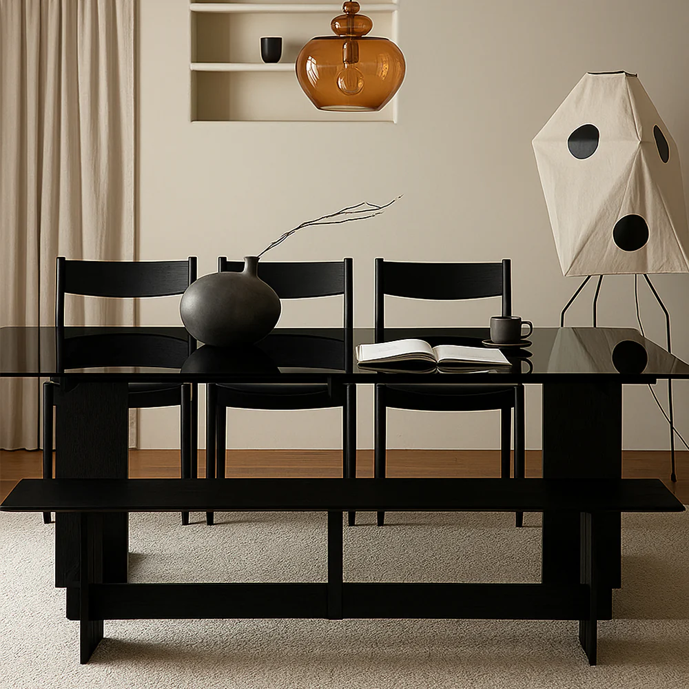 Zayle Rectangular Dining Table - Contemporary Oak Dining Table - Image 4